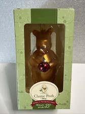 VTG Disney WINNIE THE POOH Blown Glass Ornament Holiday In 100 Acre Wood 4.5”