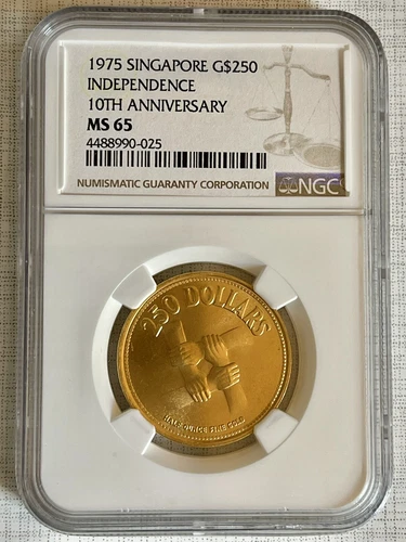 Singapore 1975 Independence 10th Anniversary $250 Gold Coin NGC MS65 SKU# 6692