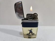 VINTAGE WORKING Scripto Vu-Lighter / BOWLING  / Blue Band / CHROME CAP   7257/29