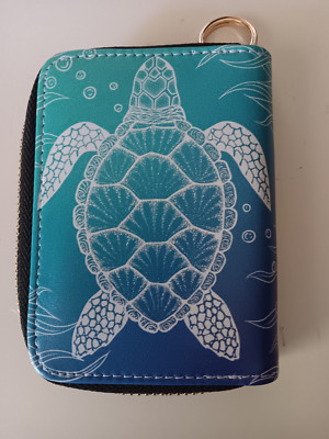Wallet Cardholder Money holder RFID  Sea Turtle design, Zippered NEW