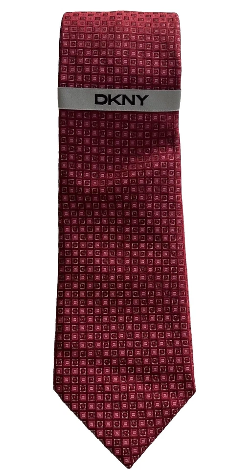 DKNY Men's Silk Foulard Tie Burgundy and Pink 58” x 3 1/4” - Image 2 of 4