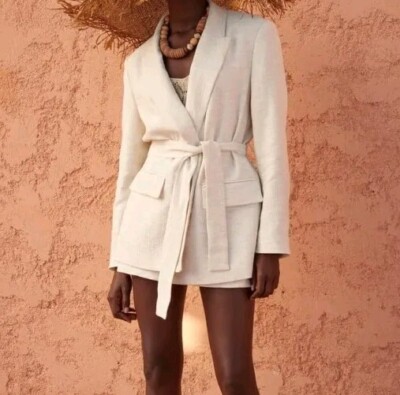 Zara medium med m belted ottoman blazer And shorts Set