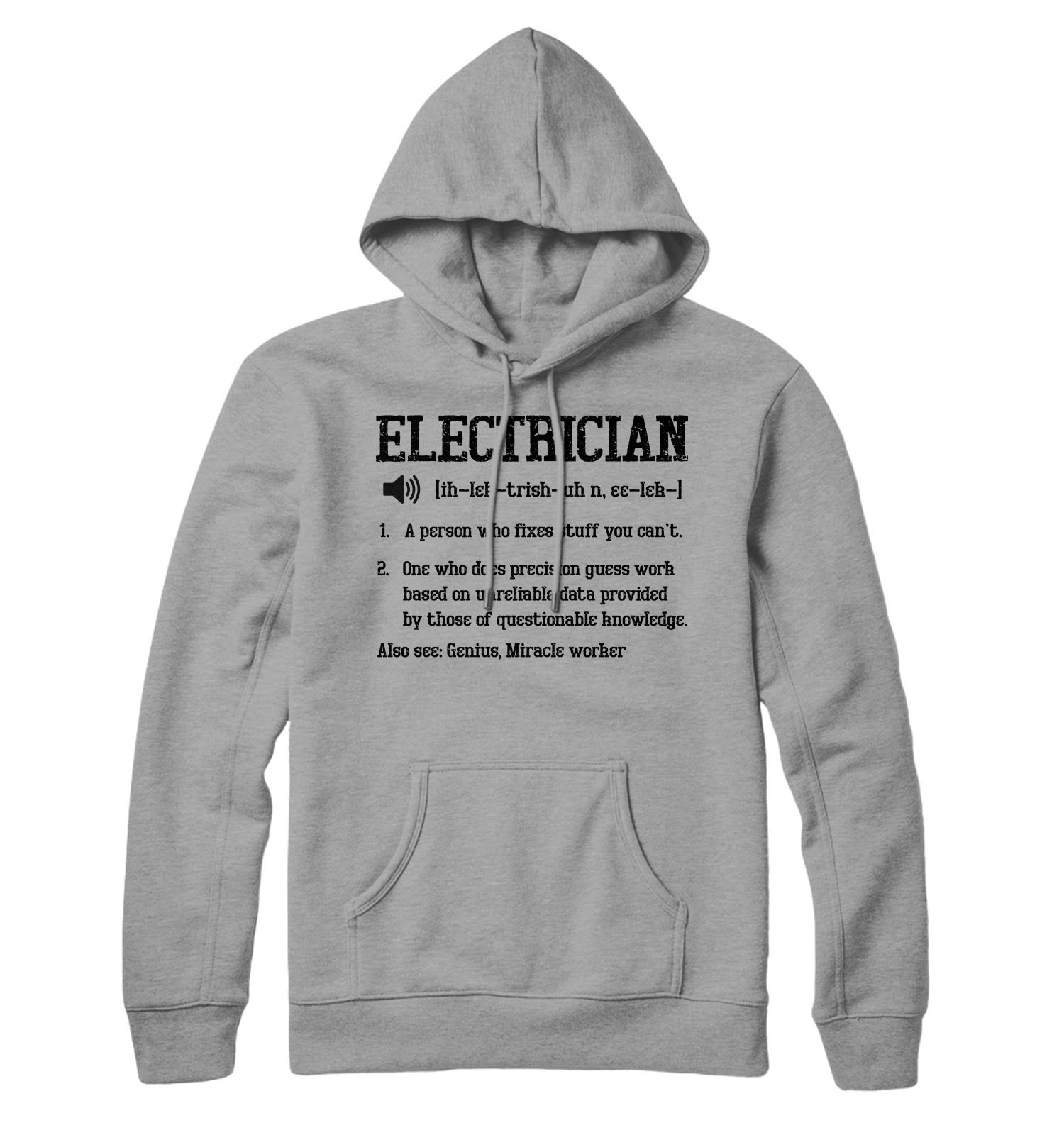 Electrician Definition Hoodie Define Dictionary Verb Funny Sparky Hood