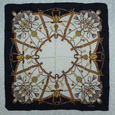 FELIX BUHLER Black Silk Scarf Scarves 30'' X 30.5'' P151
