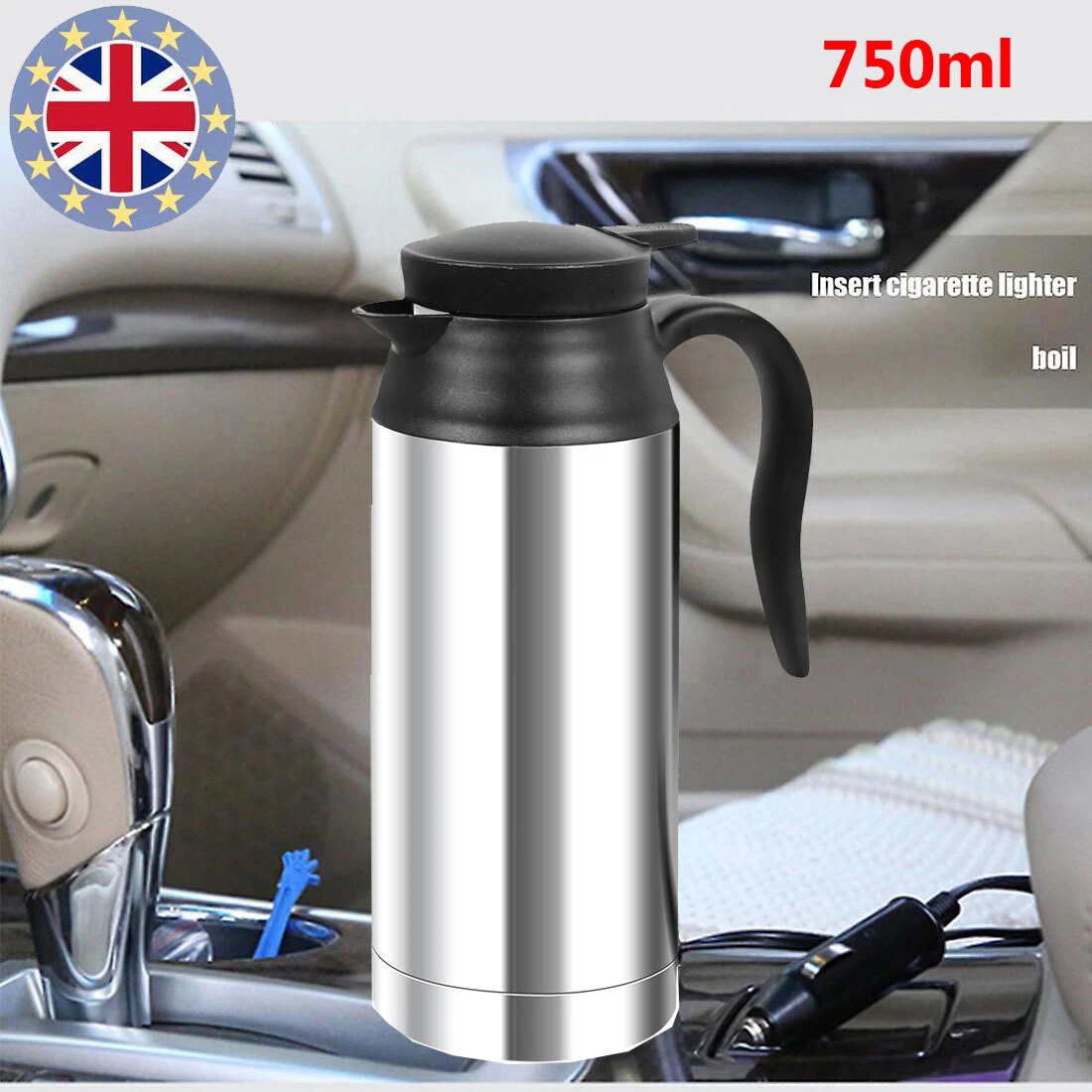 Fast Delivery】750ml Stainless Steel Car Electric Kettle with