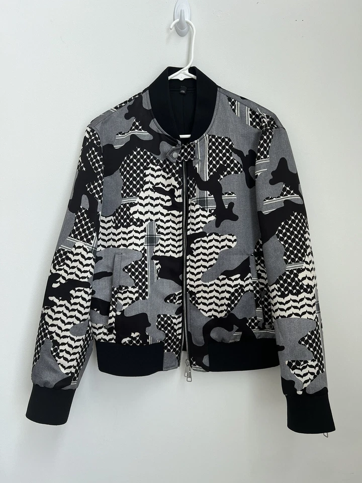 Neil Barrett Black/ Grey Camouflage Bomber Fit Jacket - Image 2 of 4