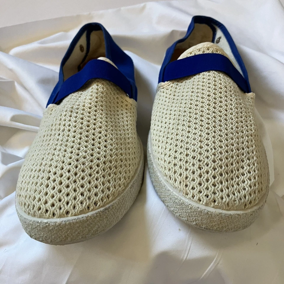 RIVIERAS Hombres Talla 45/US 11 Sin Cordones Azul Marfil Lona Red Zapatos de Ocio-España Foto 4 de 4
