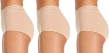 Ladies Maxi Briefs Comfort Smooth Cotton Nude Knickers Underwear 3 Pair Pack