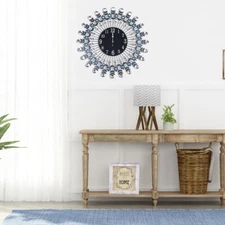 Extra Large Round Crystal Silent Wall Clock Home Decor with Night Light Hands