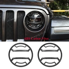 Carbon Fiber Front Headlight Lamp Cover For Jeep Wrangler JL JT Gladiator 2018+