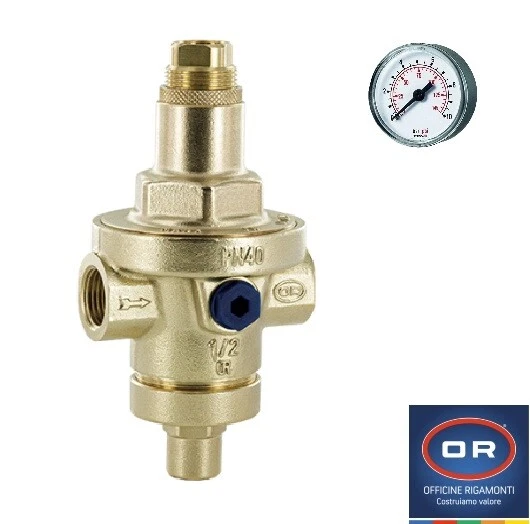 OR OFFICINE RIGAMONTI RIDUTTORE DI PRESSIONE A MEMBRANA PN40 1/2 - 3/4 - 1 OR + MANOMETRO