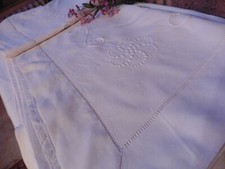 ANCIEN DRAP RETOURS LIN BLANC