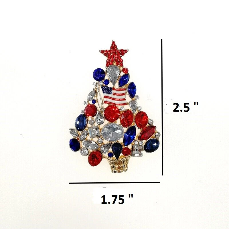 美国国旗水晶水钻树独立日爱国徽章-视频 — 第 3/4 张图片