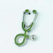 Nurse Doctor Stethoscope Light Green on Silver Pin P-058