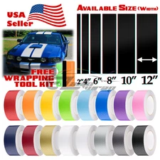 3D Matte Carbon Fiber Racing Stripes Vinyl Wrap Rally Sticker 10FT/20FT Long
