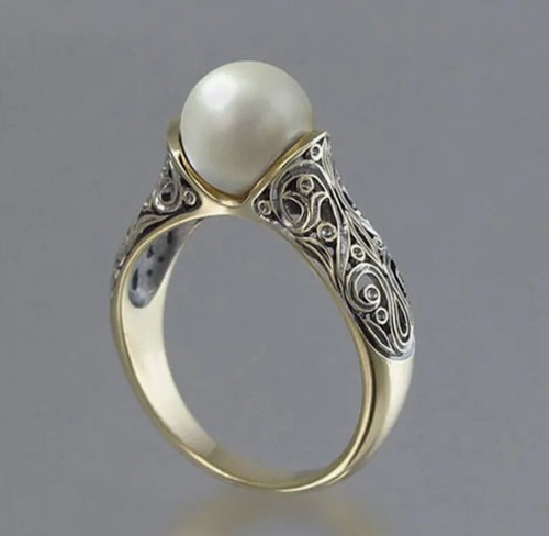 Museum Pearl Ring Size 7 Gold Bezel Filigree Brighton New Bezel Boho Dome