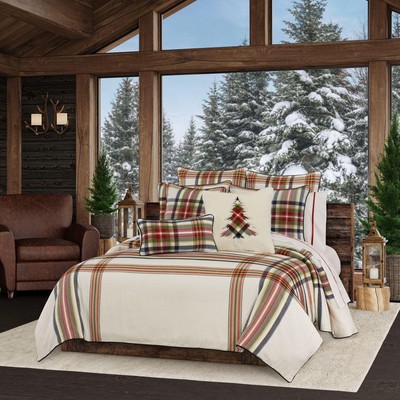Unbranded Duvet Cover Set California King Textured Cotton Plaid Red 3-Piece