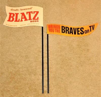 BLATZ BEER Safe At Home BASEBALL STATUE Braves FLAGS Printing Shop Made QUALITY!