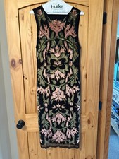 Beautiful Alice and Olivia Beaded Cocktail Dress Size 10, Green, Rose, Chocolate