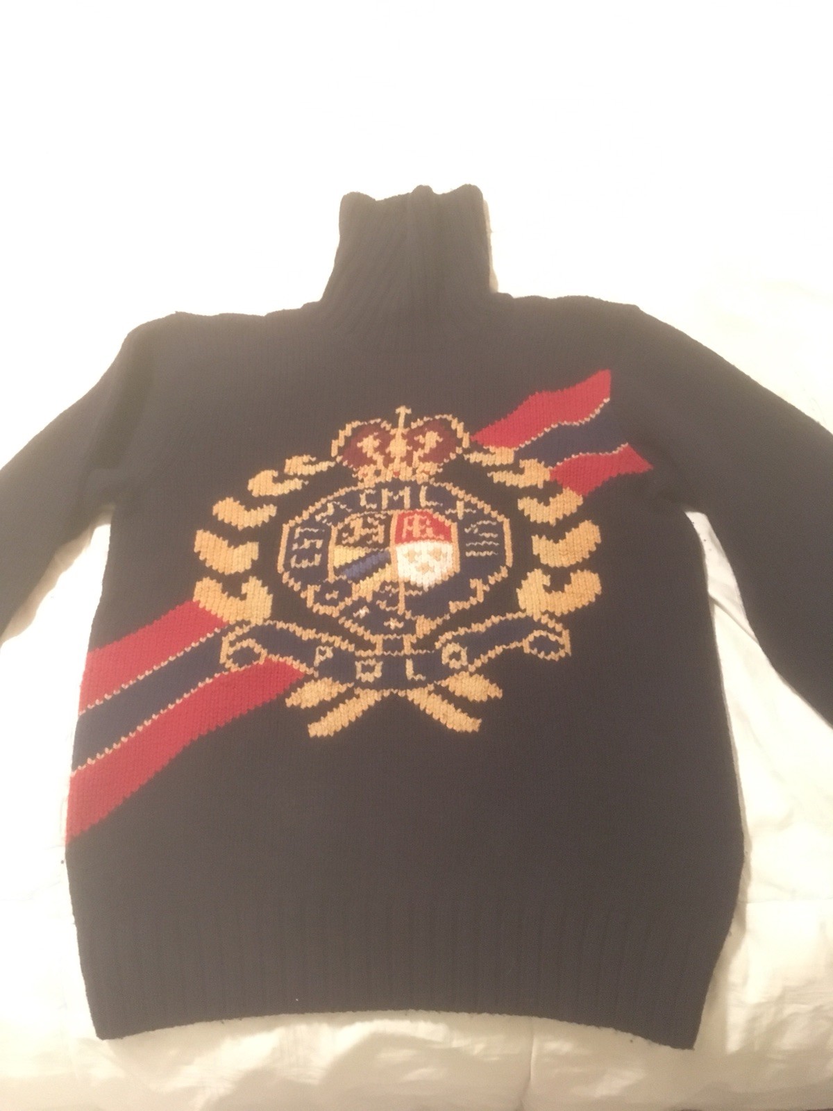 NEW & RARE Polo Ralph Lauren Men Crest Knit Wool Turtleneck Sweater Size Small image 7