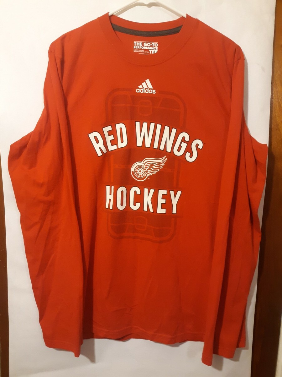 Red Wings NHL Detroit Adidas Red The Go-To Tee long sleeve Sz