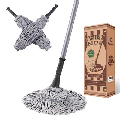 Eyliden Mop with 2 Reusable Heads, Easy Wringing Twist Mop, with 57.5 inch Lo...