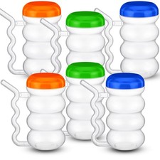 FoldTier 6 Pcs Sip a Mug 14 oz Easy Grip Plastic Kid's Cup Spill-Proof Straw