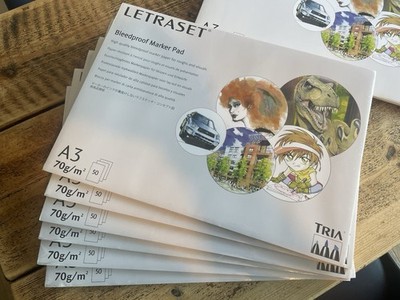 8x Letraset TRIA Bleedproof Marker Pads A3 70gsm Rare Vintage Unused Sealed