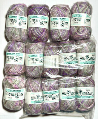 Lot of 14 Super Yarn Mart Fluff II-''Rock Garden'' 100% Acrylic- SAME DYE LOT