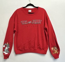 Tom and Jerry Red Cartoon Graphic Pullover Sweatshirt Unisex Size XL
