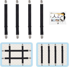 4Pcs Adjustable Bed Sheet Straps Clips, Elastic Mattress Sheet Fasteners Holder