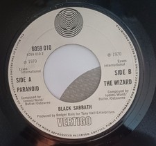 7" SINGLE VERTIGO SWIRL LABEL BLACK SABBATH PARANOID  6059010 VG+