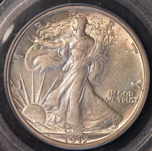 1917 P Walking Liberty Half Dollar, PCGS AU58, Sharp, Lustrous, Tougher Date!