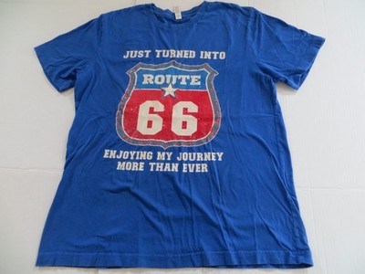 Route 66 Shirt Mens Large Blue Bella Canvas Enjoying My Journey Graphic Tee