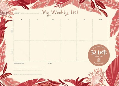 52 Lists ''My Weekly List'' Desk Pad