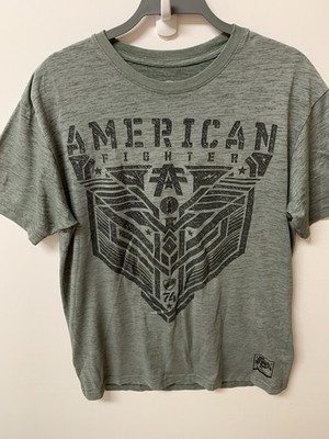 American Fighter Buckle Short Sleeve Graphic Crew Neck Shirt Mens XL Green