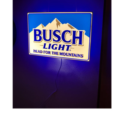 Busch Light Head for the Mountains Lighted Wall Sign Beer Breweriana