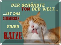 Blechschild 30X40 Cm SchöNste Ton Ist Katzenschnurren Katze Deko Geschenk Metall