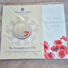 Royal Mint United Kingdom £5 Five Pounds 2021 Remembrance Day BU Coin