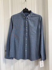 George Men  s Blue Long Sleeve Button Down Classic Fit Casual Shirt Large 42-44