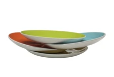 (4) Tag Ceramic Salad Plates Dessert App 8” Retro Frutiger Aqua Green Orange