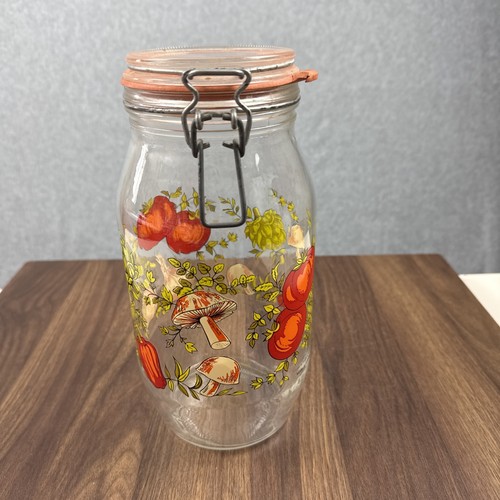 ARC France Spice of Life Glass Canister Jars Vintage 1970s 2L Hinged Lid - Picture 4 of 9