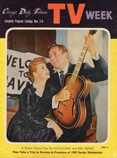 RARE & BEAUTIFUL 1957 CHICAGO TV WEEK TV GUIDE / LUCILLE BALL & DESI ARNAZ