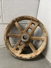 VINTAGE SOLID IRON PULLEY PULLY WHEEL INDUSTRIAL ART FARM 1800s RETRO TOOL R