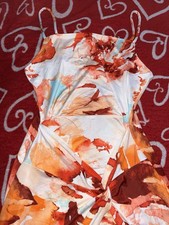 Women’s Orange abstract watercolor print maxidress #boho #summerdress