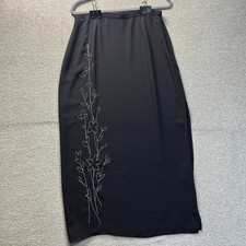 Josephine Chaus Collection Maxi Skirt Womens Size 12 Black Floral Embroidered