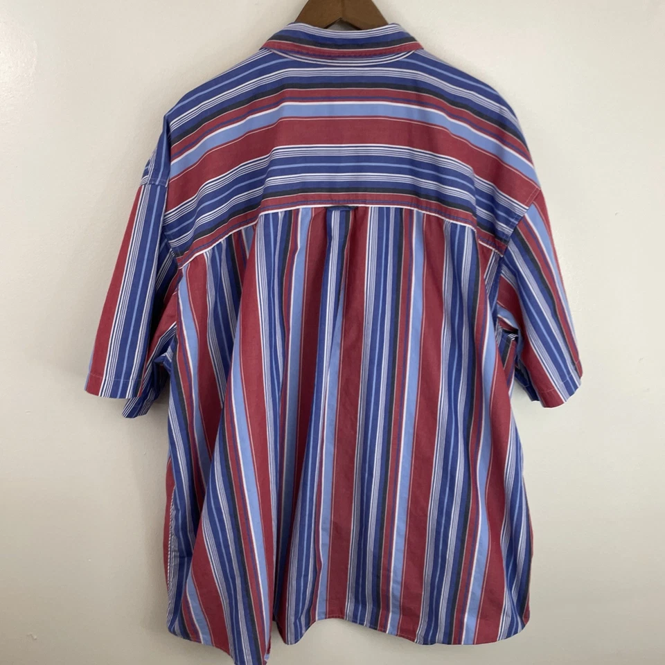 Chaps Easy Care Shirt Mens 4XB Big 4X Multicolor Striped Short Sleeve Button - Image 2 of 4