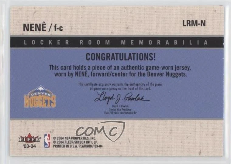 2003-04 Fleer Platinum Locker Room Memorabilia Nene #LRM-N - Image 2 of 2