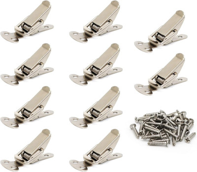 10 Pack Stainless Steel Spring Loaded Toggle Latch, Small Clamp Clip with Screws