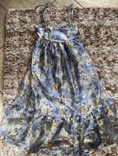 Wild Fable blue floral organza midi babydoll dress Women's Size XXS